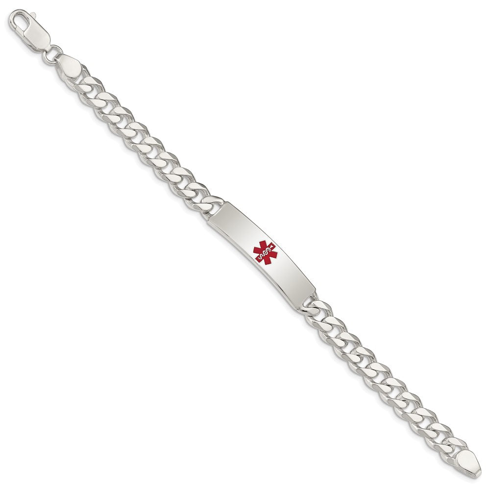 Sterling Silver Polished Medical Curb Link Id Bracelet