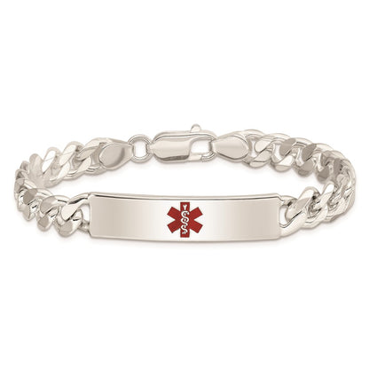 Sterling Silver Polished Medical Curb Link Id Bracelet