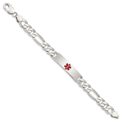 Sterling Silver Polished Medical Figaro Anchor Link Id Bracelet
