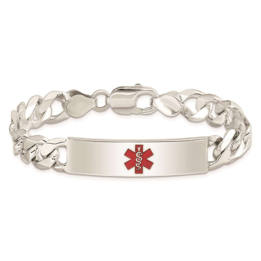 Sterling Silver Polished Medical Figaro Anchor Link Id Bracelet