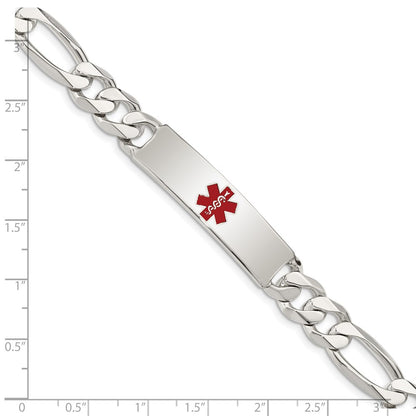 Sterling Silver Polished Medical Figaro Anchor Link Id Bracelet