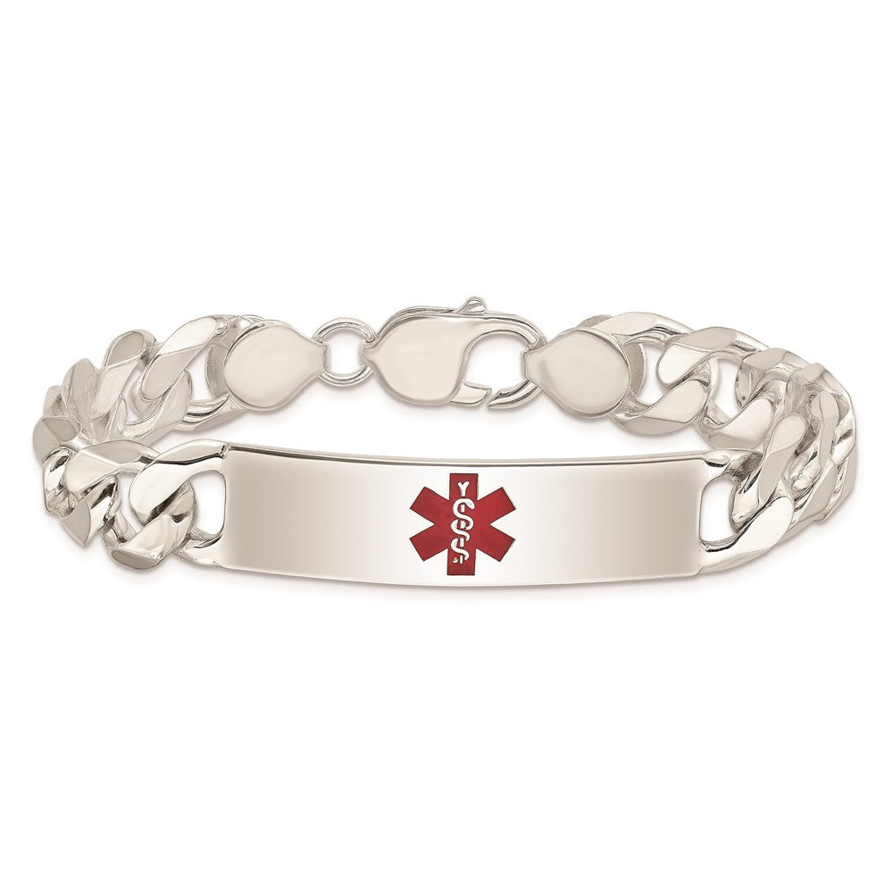Sterling Silver Polished Medical Curb Link Id Bracelet