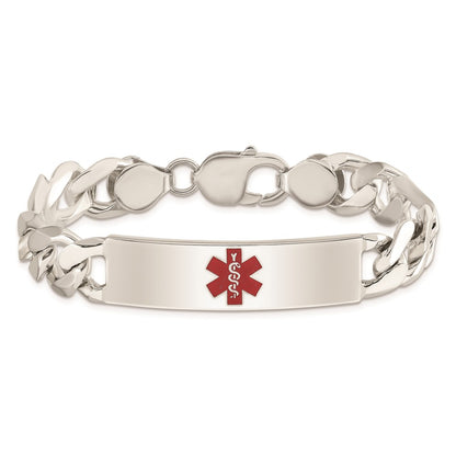 Sterling Silver Polished Medical Figaro Anchor Link Id Bracelet