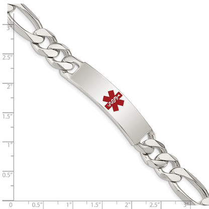 Sterling Silver Polished Medical Figaro Anchor Link Id Bracelet
