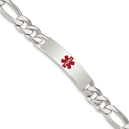 Sterling Silver Polished Medical Figaro Anchor Link Id Bracelet