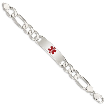 Sterling Silver Polished Medical Figaro Anchor Link Id Bracelet