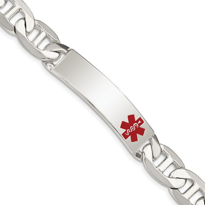 Sterling Silver Polished Medical Anchor Link Id Bracelet