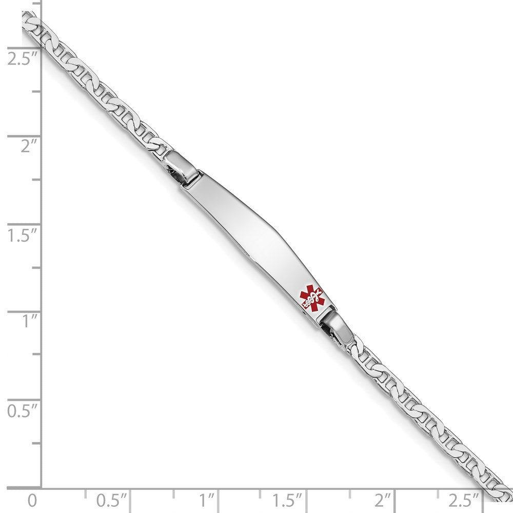 Sterling Silver Rhodium Plated Medical Id Anchor Link Bracelet