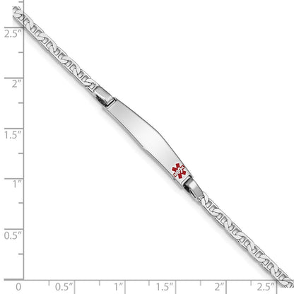 Sterling Silver Rhodium Plated Medical Id Anchor Link Bracelet