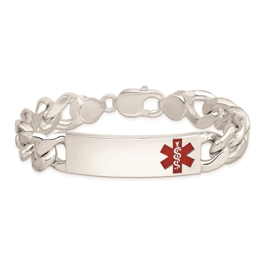Sterling Silver Polished Medical Curb Link Id Bracelet