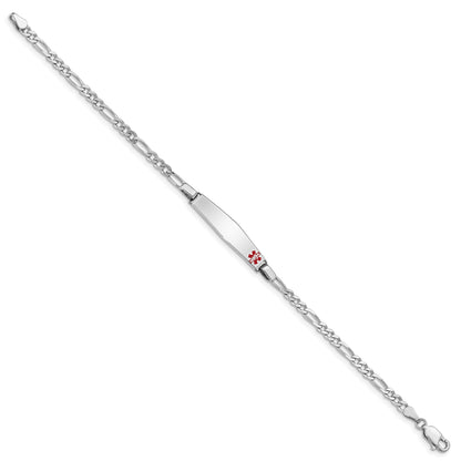 Sterling Silver Rhodium Plated Medical Id Figaro Link Bracelet