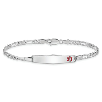 Sterling Silver Rhodium Plated Medical Id Figaro Link Bracelet