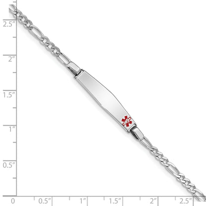Sterling Silver Rhodium Plated Medical Id Figaro Link Bracelet