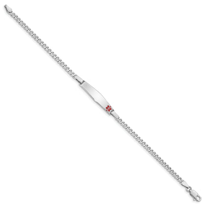 Sterling Silver Rhodium Plated Medical Id Curb Link Bracelet