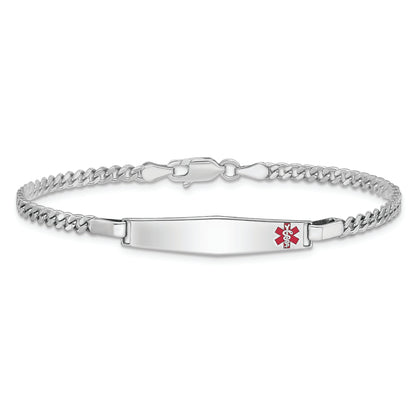 Sterling Silver Rhodium Plated Medical Id Curb Link Bracelet
