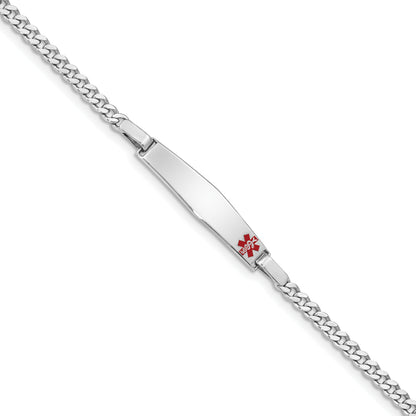 Sterling Silver Rhodium Plated Medical Id Curb Link Bracelet