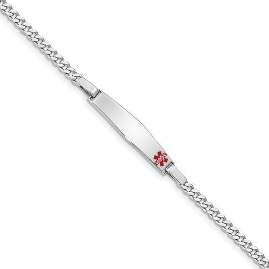 Sterling Silver Rhodium Plated Medical Id Curb Link Bracelet