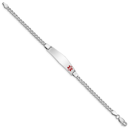 Sterling Silver Rhodium Plated Medical Id Curb Link Bracelet