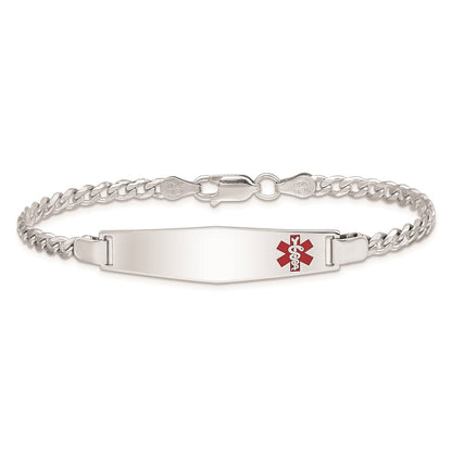 Sterling Silver Rhodium Plated Medical Id Curb Link Bracelet