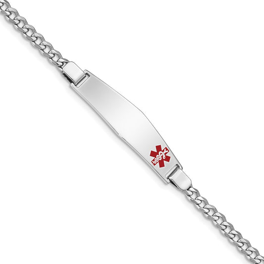Sterling Silver Rhodium Plated Medical Id Curb Link Bracelet