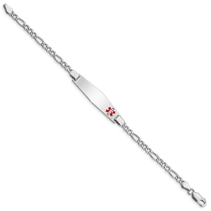 Sterling Silver Rhodium Plated Medical Id Figaro Link Bracelet