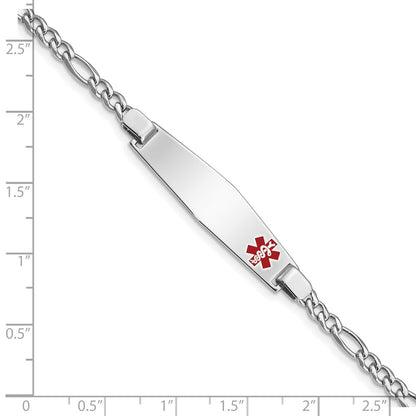 Sterling Silver Rhodium Plated Medical Id Figaro Link Bracelet