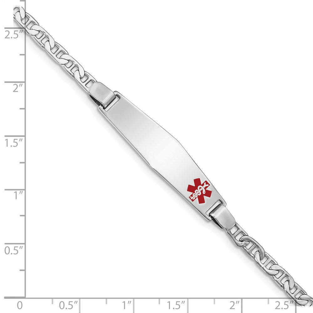 Sterling Silver Rhodium Plated Medical Id Anchor Link Bracelet