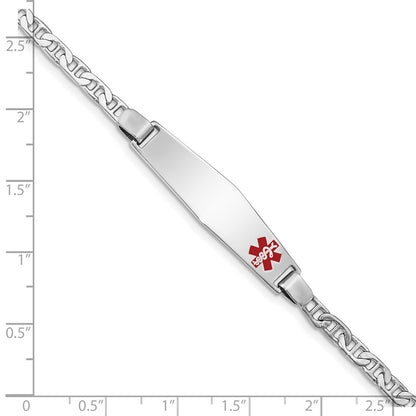 Sterling Silver Rhodium Plated Medical Id Anchor Link Bracelet