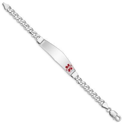 Sterling Silver Rhodium Plated Medical Id Curb Link Bracelet