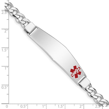 Sterling Silver Rhodium Plated Medical Id Curb Link Bracelet
