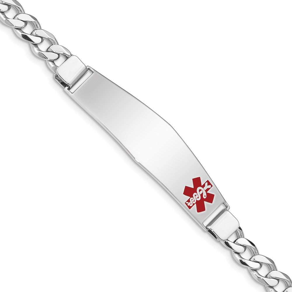 Sterling Silver Rhodium Plated Medical Id Curb Link Bracelet