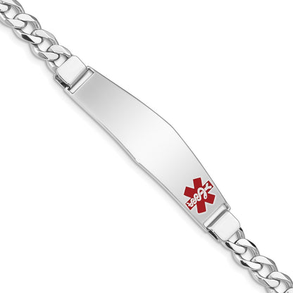 Sterling Silver Rhodium Plated Medical Id Curb Link Bracelet