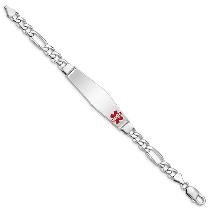 Sterling Silver Rhodium Plated Medical Id Figaro Link Bracelet