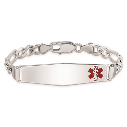 Sterling Silver Rhodium Plated Medical Id Figaro Link Bracelet