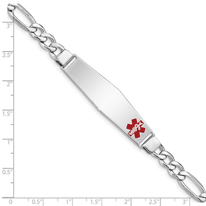 Sterling Silver Rhodium Plated Medical Id Figaro Link Bracelet