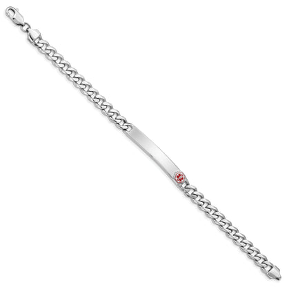 Sterling Silver Rhodium Plated Medical Id Curb Link Bracelet