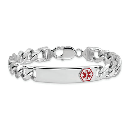 Sterling Silver Rhodium Plated Medical Id Curb Link Bracelet