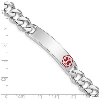 Sterling Silver Rhodium Plated Medical Id Curb Link Bracelet