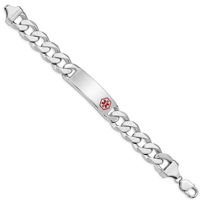 Sterling Silver Rhodium Plated Medical Id Curb Link Bracelet