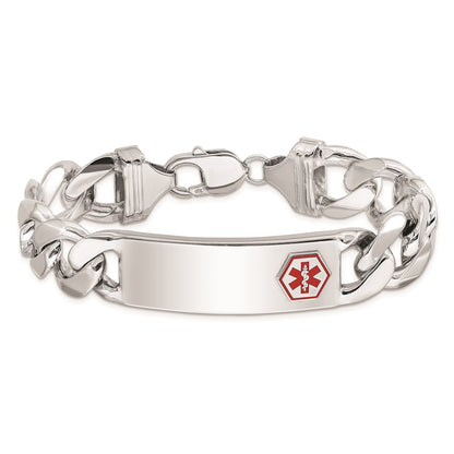Sterling Silver Rhodium Plated Medical Id Curb Link Bracelet