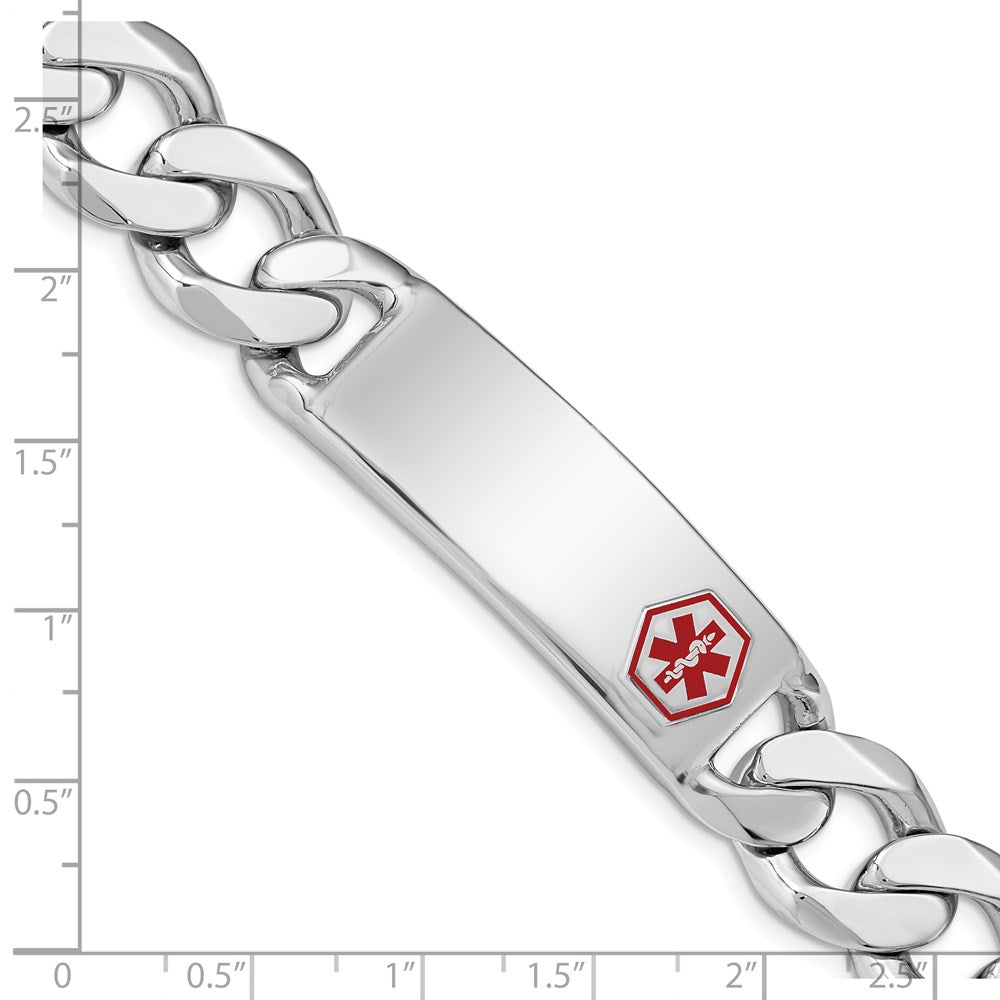 Sterling Silver Rhodium Plated Medical Id Curb Link Bracelet