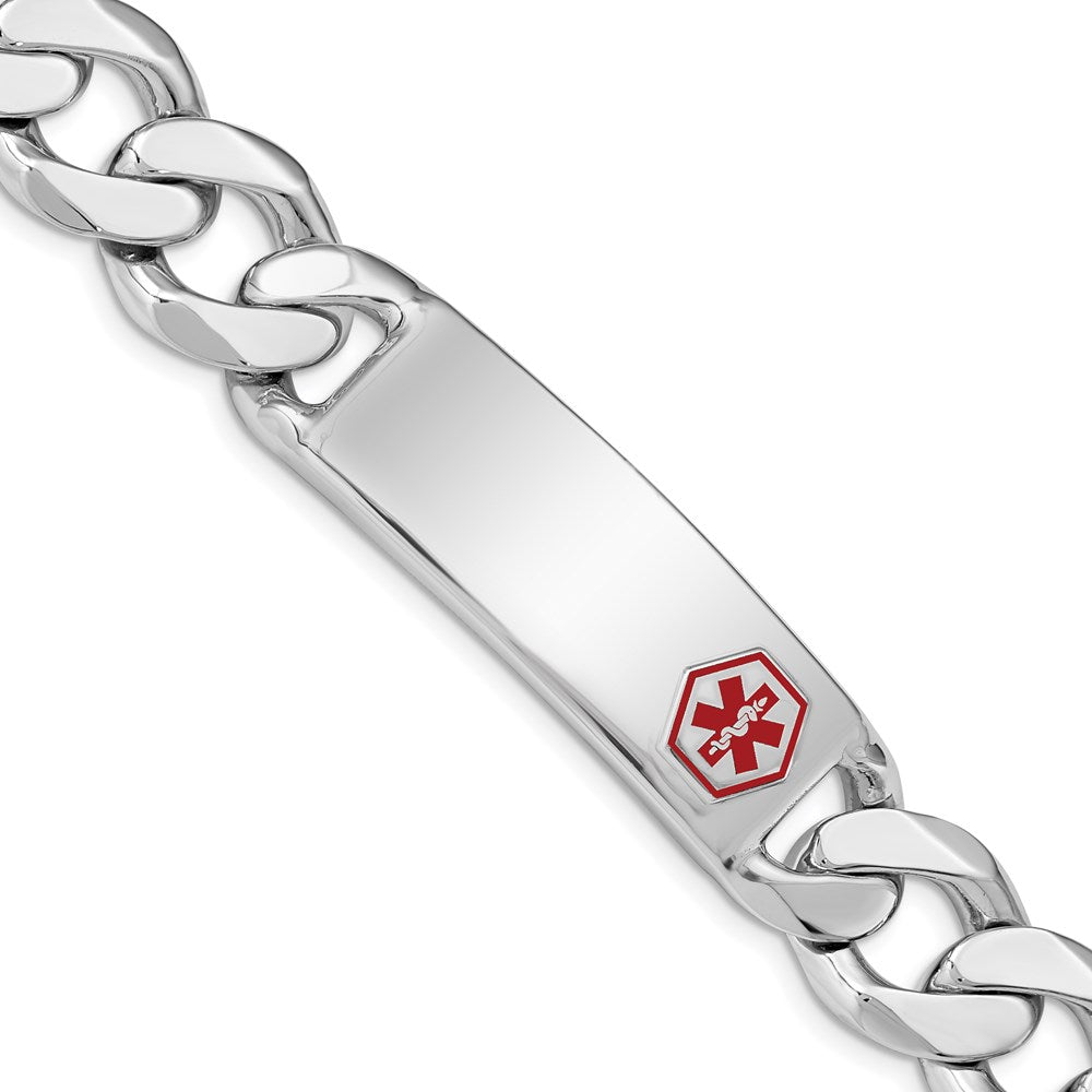Sterling Silver Rhodium Plated Medical Id Curb Link Bracelet