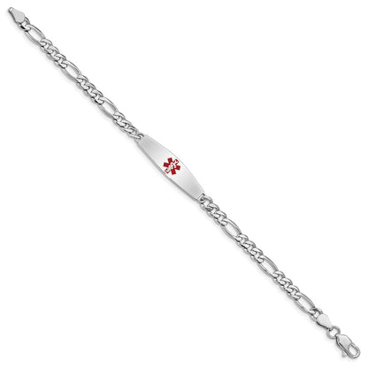 Sterling Silver Rhodium Plated Medical Id Figaro Link Bracelet