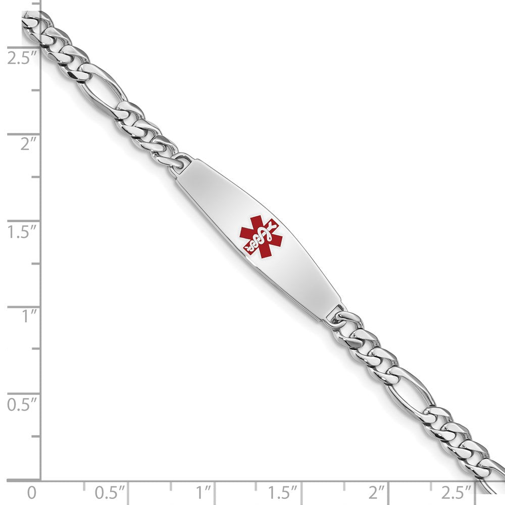 Sterling Silver Rhodium Plated Medical Id Figaro Link Bracelet
