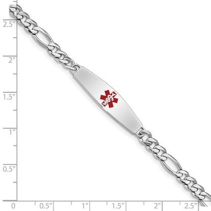 Sterling Silver Rhodium Plated Medical Id Figaro Link Bracelet