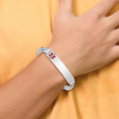 Sterling Silver Rhodium Plated Medical Id Anchor Link Bracelet