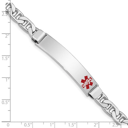 Sterling Silver Rhodium Plated Medical Id Anchor Link Bracelet