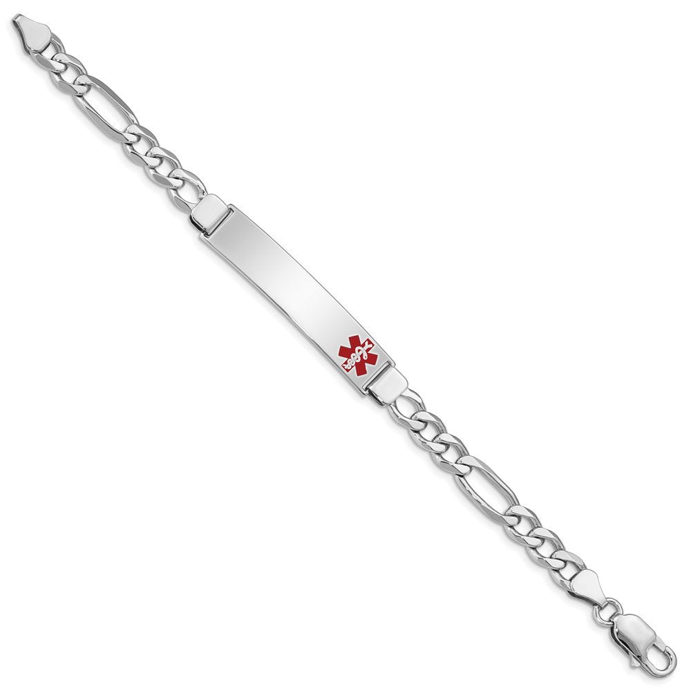 Sterling Silver Rhodium Plated Medical Id Figaro Link Bracelet