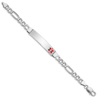 Sterling Silver Rhodium Plated Medical Id Figaro Link Bracelet