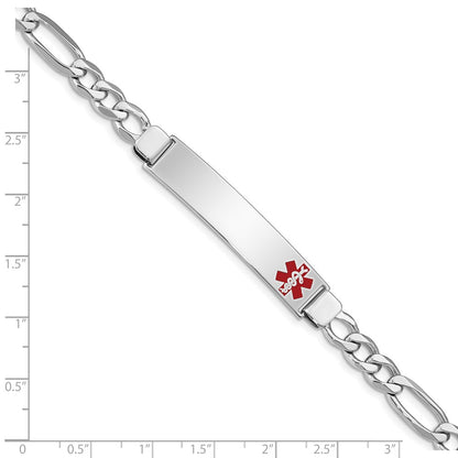Sterling Silver Rhodium Plated Medical Id Figaro Link Bracelet
